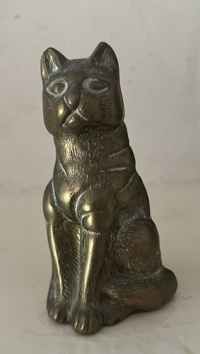 Brass vintage cat - brass, figure