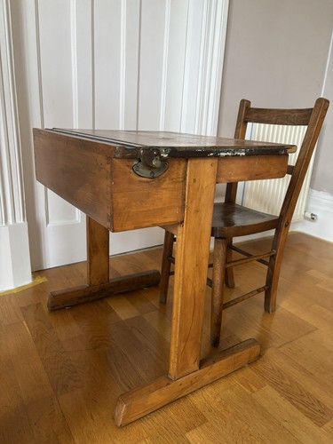 Vintage children school desk - vintage,