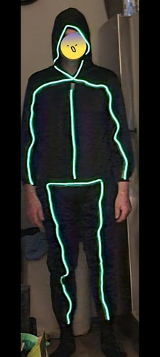 Green led stickman costume - led,
