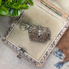 Vintage Silver Treasure Chest Charm, Opens