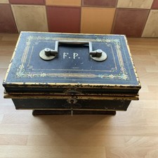 Antique Victorian c.1900 Travelling Metal Jewellery Box 8” x 3” x 5” ? French