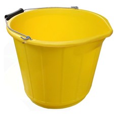 14L Builders Bucket Plastic Heavy Duty Storage Home Kitchen Garden Yellow UK