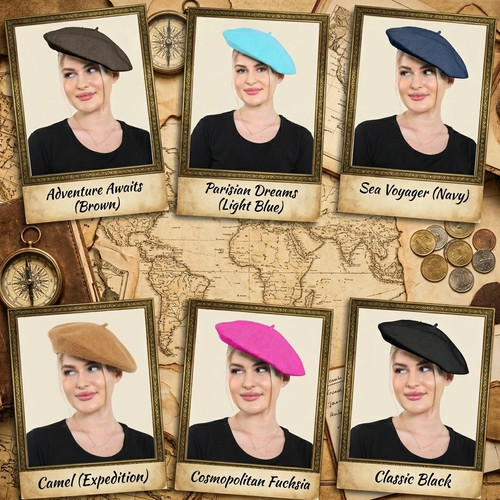 Women men plain beret hat - women,