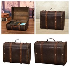 Wooden Vintage Style Suitcase Decor Retro Style Travel Trunk with Handle Mini