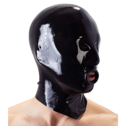 Black latex rubber hood - latex,