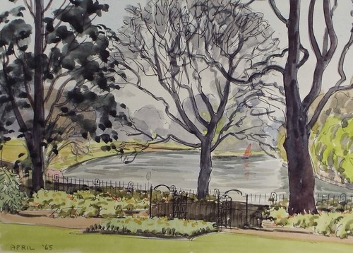Original watercolour lake - 'lake, at