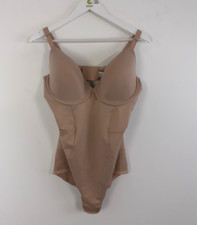 M&S Women's Firm Control Cool Comfort Plunge Body Beige RRP£35 New F2