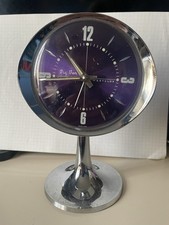 Westclox Big Ben Chrome Pedestal Alarm Clock Vintage 60s/70s Purple