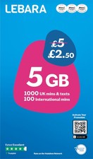 Lebara mobile sim card 5gb - mobile,