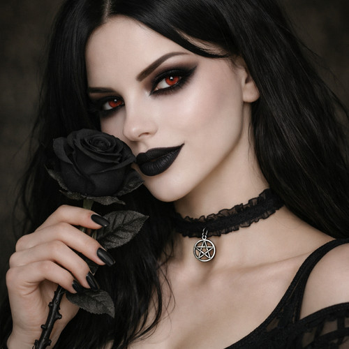 Choker pentagram black - pentagram,