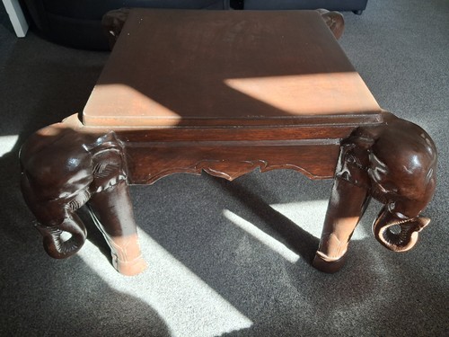 Carved wooden elephant - elephant, side