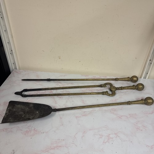 Vintage brass fire - , companion