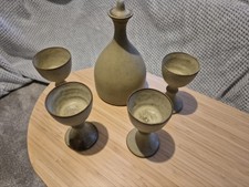 Ceramic Decanter and 4 Goblets