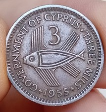 1955 Cyprus 3 Mils bronze coin
