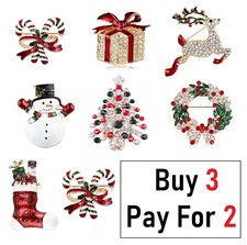 Christmas Brooch Badge Rhinestone Crystal Enamel Brooch Pin Xmas Tree Santa Gift