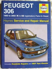 USED Haynes Manual 3073 - PEUGEOT 306 - 1993 to 2002 Petrol & diesel (K-02 Reg)