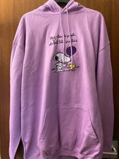 3XL Just Hoods Snoopy & Woodstock Balloon Embroidered Lilac Hoodie With Pocket