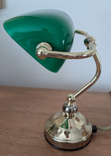 Small brass bankers lamp - brass, with