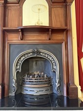 Mahogany Victorian Fire Surround with Overmantel and Cast Iron Insert