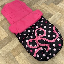 Cosatto Universal Stroller Pushchair Footmuff - Black With Pink Spots And Bow ?