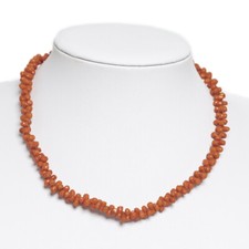 Vintage Carved Natural Red Coral Bead Choker Size Necklace Ladies Size 36cms