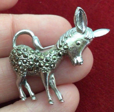 Vintage Art Deco Adorable Marcasite Crystal Donkey Foal Brooch