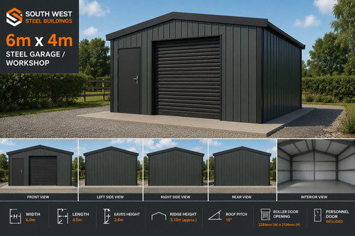 Steel garage workshop - 6m, x