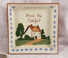 Watcombe Pottery small pin tray mind the carpet Arundel  3" across