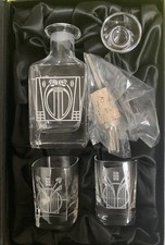 Rennie Mackintosh Glencairn Crystal Whisky Decanter & Shot glass Set  Boxed