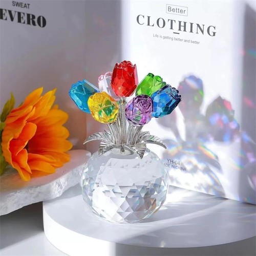 Colored crystal rose bouquet - colored,