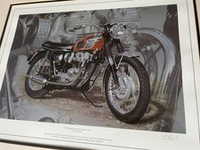 Set Of Four Limited Edition Signed Triumph Motorcycle Prints By Paul Doyle