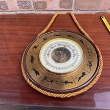 Vintage Zodiac Wheel Brass Barometer with Rope Detail 24cm  Diameter