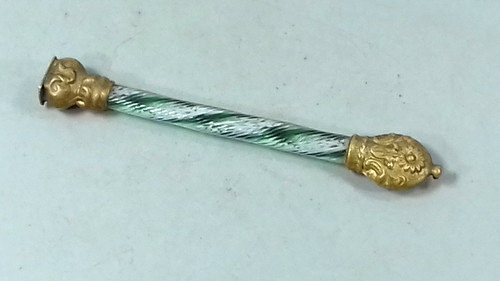 Antique latticino glass - antique, brass