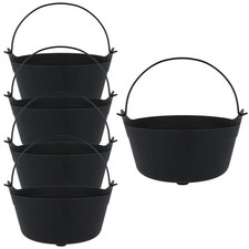 Halloween Black Plastic Cauldron 24cm - Pack of 5
