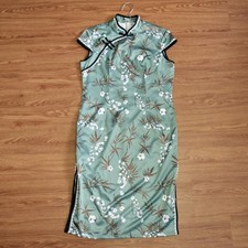 Green White Flower Qipao Midi