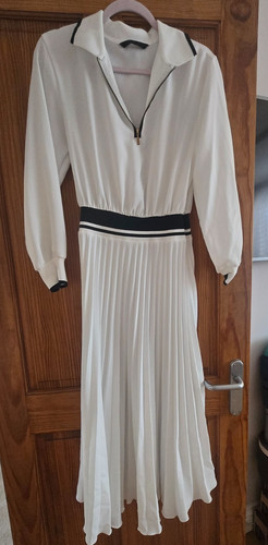 Zara pleated midi dress with - dress,
