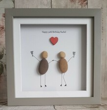 Friends personalised 40th/18th any age birthday gift Framed Pebble Art Picture 
