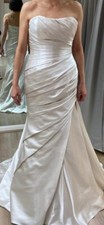 Brand new White One wedding dress size UK12, Satin, Oyster, strapless sleeveless