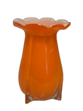 Czech Bohemian Orange Tango Opaline Glass Vase Height 15cm
