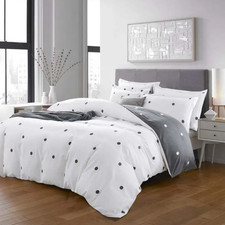3pcs Polka Dot Printed Duvet Cover Set, Reversible Soft Breathable Microfiber, A