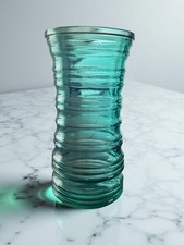 Aqua Blue Green Ribbed Glass
