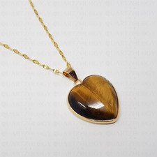 Tigers Eye Necklace Love Heart