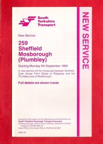 Sheffield bus timetable 1982 - sheffield,