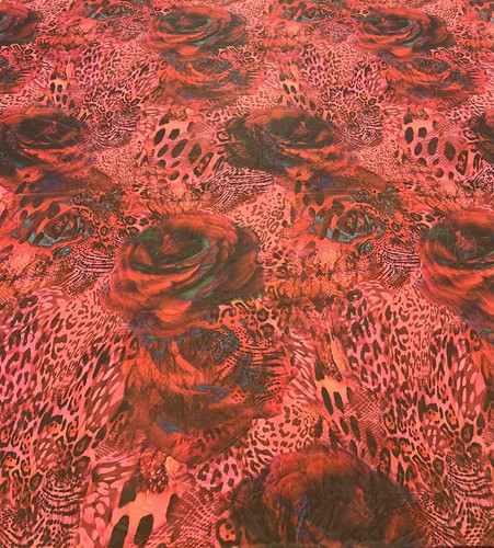 Red rose animal mix print - print, mesh