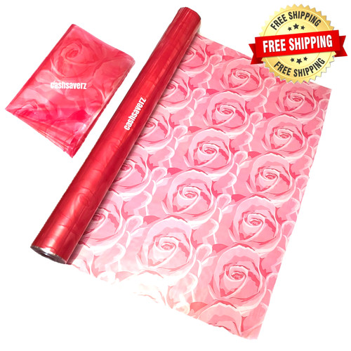 Red rose floral cellophane - red,