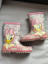 Used Girls Daisy Duck Wellington Boots Toddler Size 7