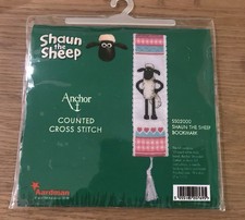 Anchor Aardman Shaun the Sheep counted cross stitch kit - bookmark - 15ct Aida