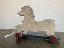Vintage Scratch Made Wooden Horse Pull-Along Toy Farmhouse Barn Salvage