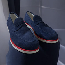 KITON Penny Slot Suede Loafers