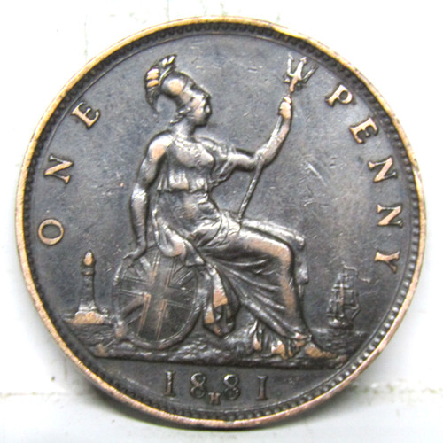 1881h one penny - penny, coin